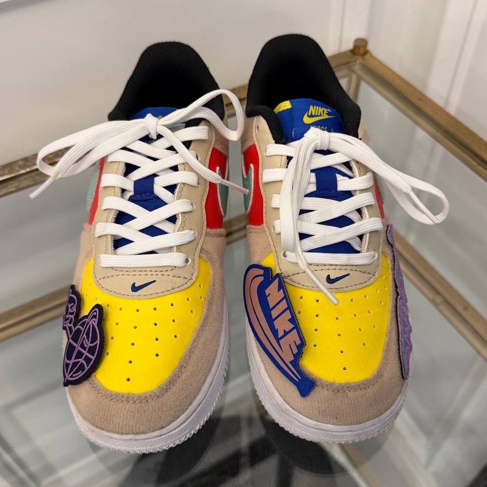 Nike Air Force 1 Low Kids Multicolor Suede Leather DIY Patchwork Sneakers